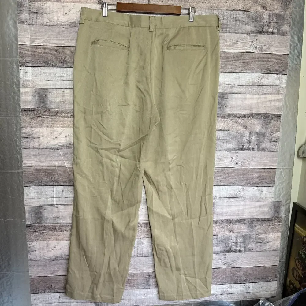 Tommy Bahama Mens Wool Blend Chinos 38x32 Tan Classic Business Preppy